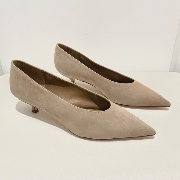 Kate Spade Dale Grey/Brown Cashmere Suede Kitten Heel Pumps Pointed Toe Shoes 8 - Picture 9 of 13